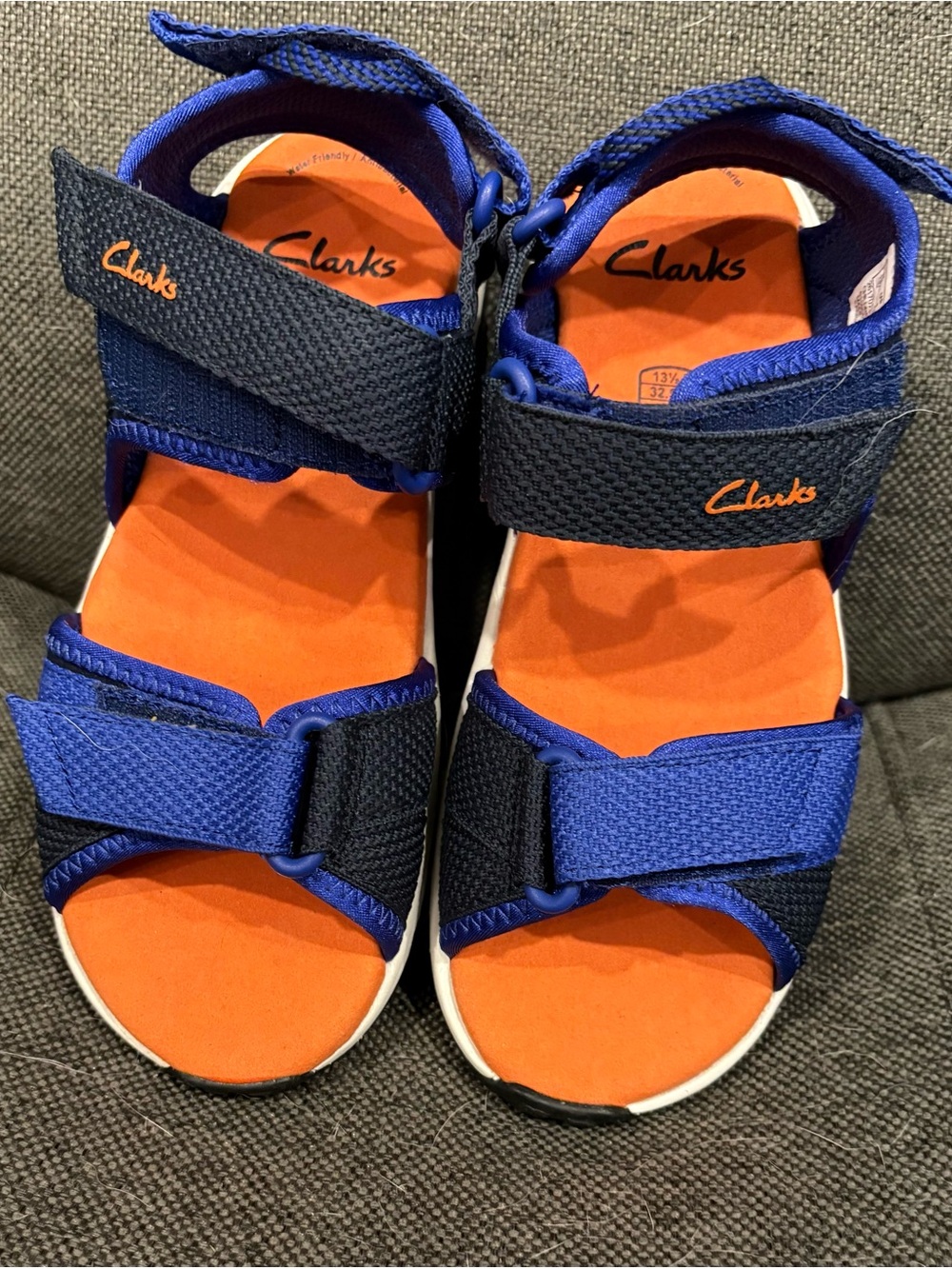 Clarks Kids Expo Sea K Navy Blue & Orange Water-Friendly Sport Sandals (Size US